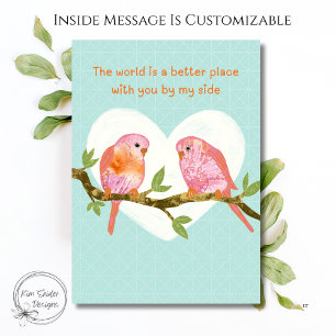 Carte Jour de la Saint-Valentin Amour Oiseau Mignon