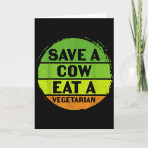 Carte Jour de la Terre Sauver une vache Manger un Végéta