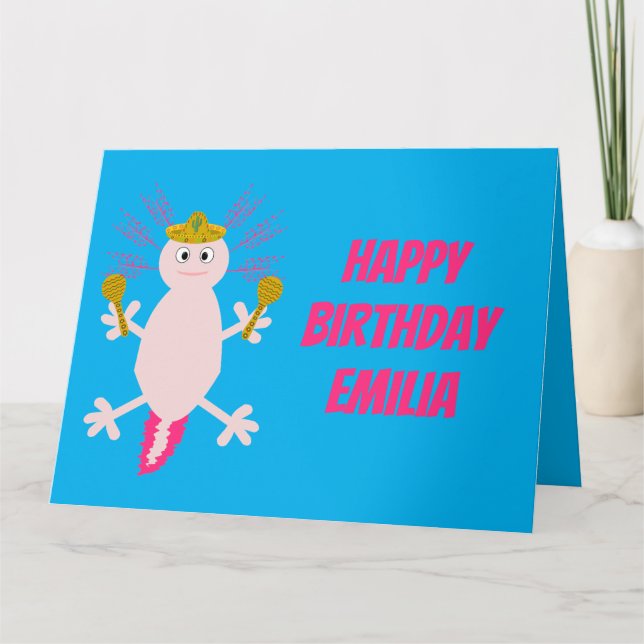 Carte Jour de l'anniversaire de l'Axolotl mexicain mort (Devant)