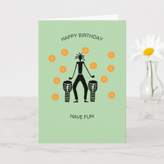 Carte Jour de l'anniversaire du tambour africain et de l (Petite plante)