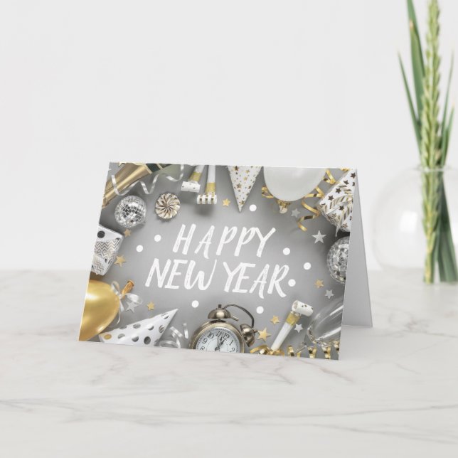 Carte Jour de l'or Fête du Nouvel An Clipart (Devant)