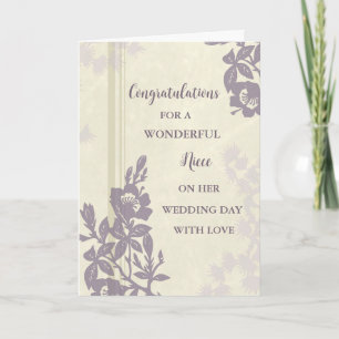 Carte Jour de mariage de la nièce florale violette
