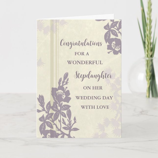 Carte Jour de mariage de Stepgirl Floral Violet (Devant)