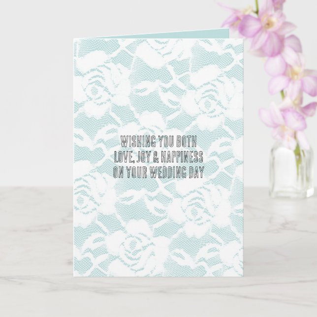 Carte Jour de mariage floral rose de dentelle blanche (Orchidée)