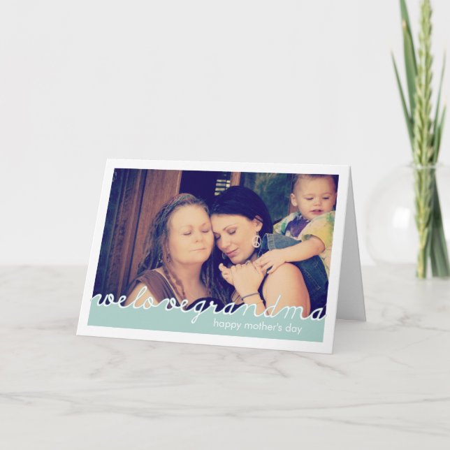 Carte Jour de mères heureux pour le blanc bleu de photo (Devant)