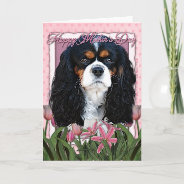 Carte Jour de mères - tulipes roses - cavalier - (Devant)