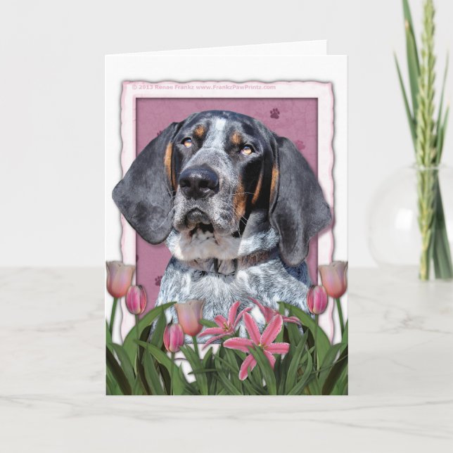 Carte Jour de mères - tulipes roses - Coonhound de (Devant)