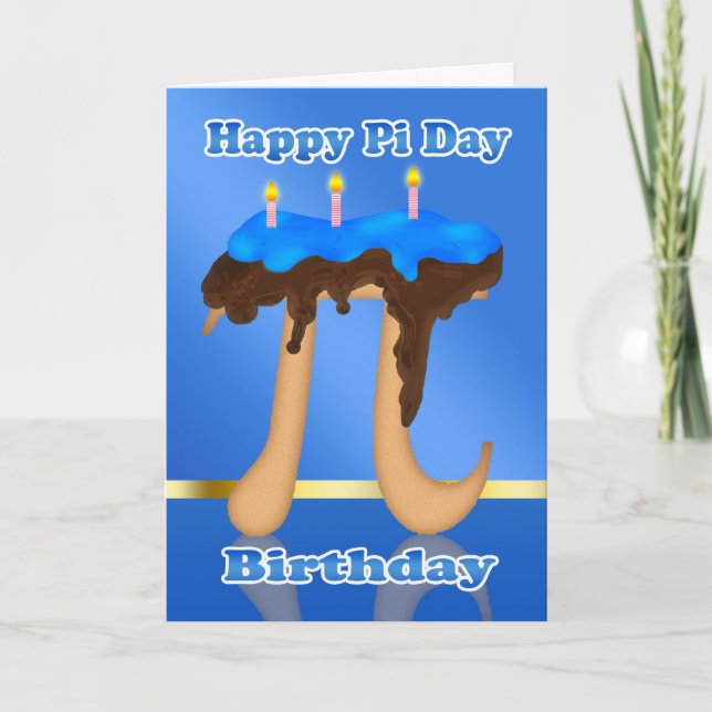 Carte Jour de Pi de Gâteau 3.14 Mars 14 Anniversaire (Devant)