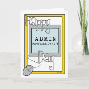 Carte Jour de professionnels d'Admin avec l'ordinateur