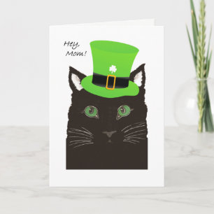 Carte Jour de Saint Paddy, pour Mother, maman, Cat wears