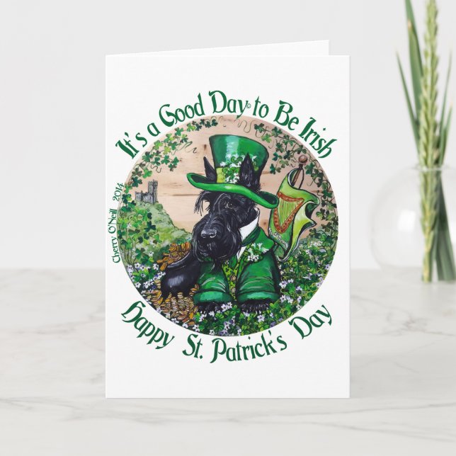 Carte Jour de Terrier St Patrick d'écossais (Devant)