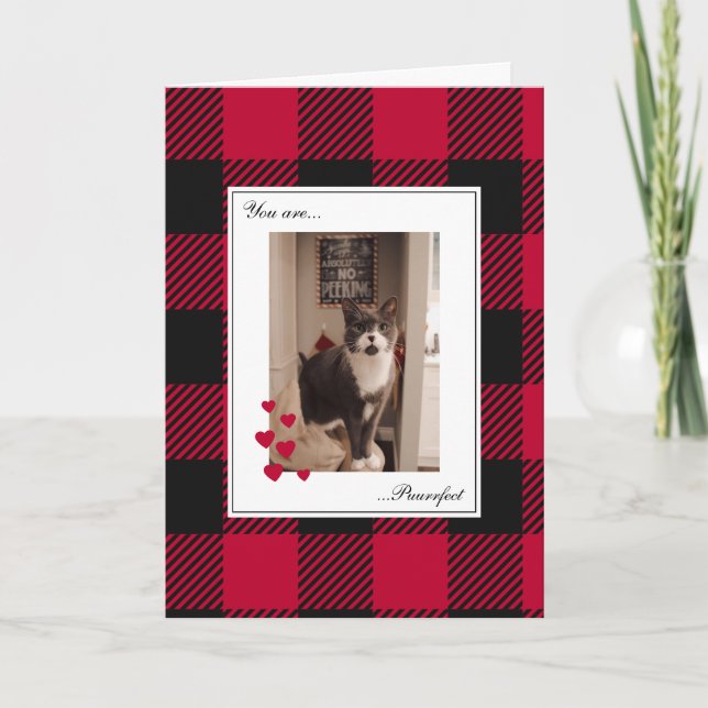 Carte Jour de Valentines Plaid Buffalo Rouge (Devant)