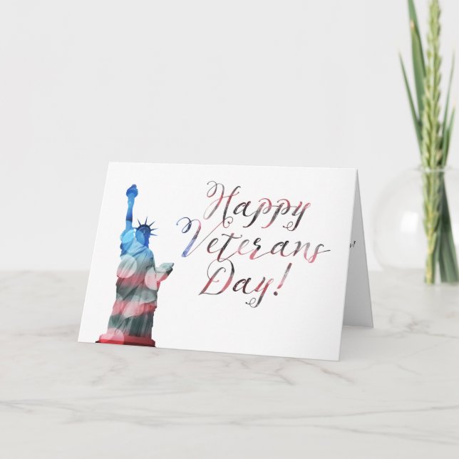 Carte Jour de vétérans heureux (bokeh de liberté) (Devant)