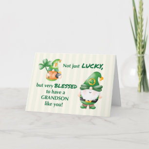 Carte Jour des Grandson St. Patricks Gnomes chanceux et 