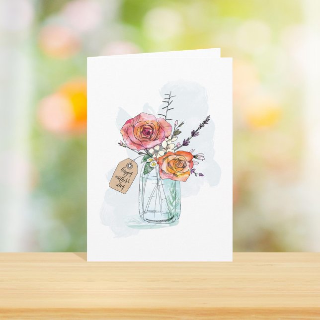 Carte Jour des mères florales Mason Jar (Créateur téléchargé)