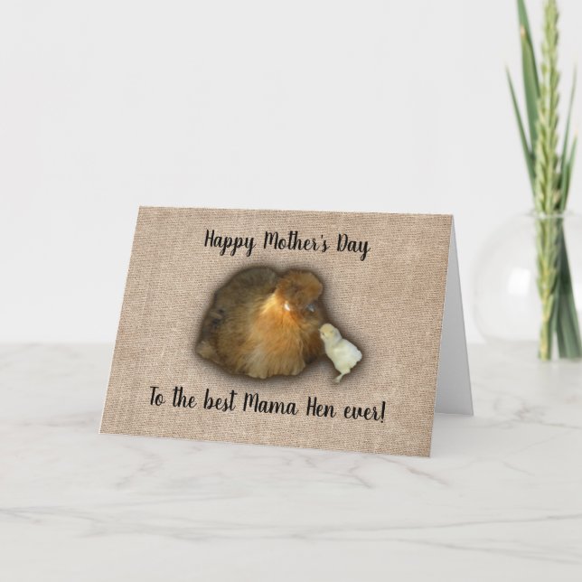 Carte Jour des mères joyeuses de poulets Maman Hen Chick (Devant)