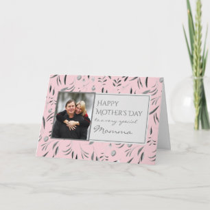Carte Jour des mères rose florale joyeuse MOMMA Photo