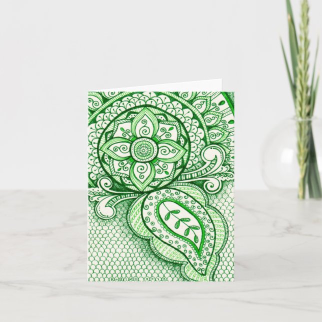 Carte Jour des terres Recycle Damask Indien Mandala Blan (Devant)
