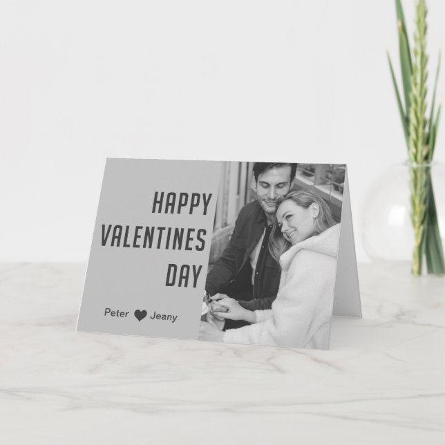 Carte Jour des Valentines en Niveaux de gris simples (Devant)