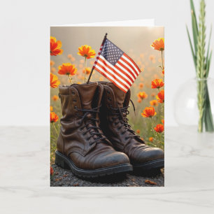 Carte Jour des vétérans bottes de combat militaires et d