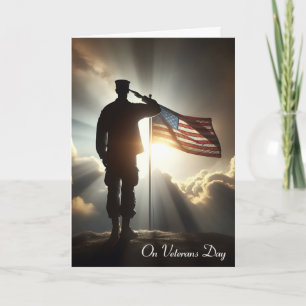 Carte Jour des vétérans saluant un soldat américain