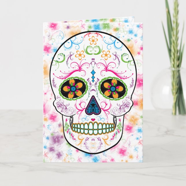 Carte Jour du crâne de sucre mort - Couleur vive (Devant)