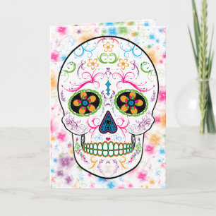 Carte Jour du crâne de sucre mort - Couleur vive