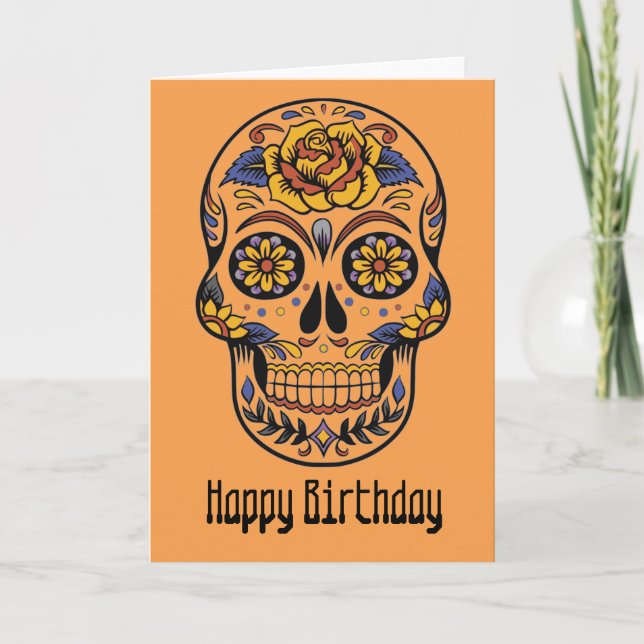 Carte Jour du crâne mexicain de l'anniversaire mort (Devant)