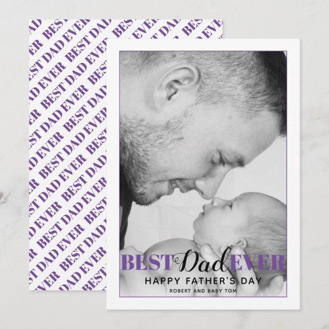 Carte Jour du Meilleur Père Purple (Devant / Derrière)