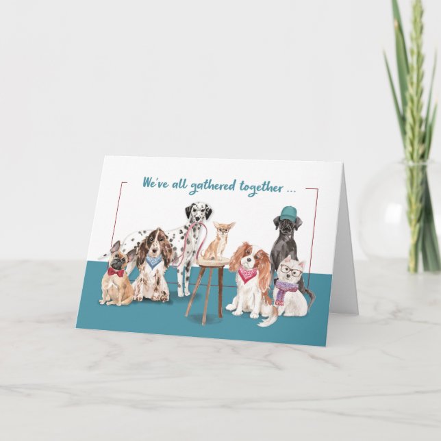 Carte Jour du patron du groupe Chiens amusants (Devant)