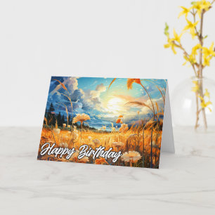Carte Jour ensoleillé Dans les Prairies Joyeux anniver