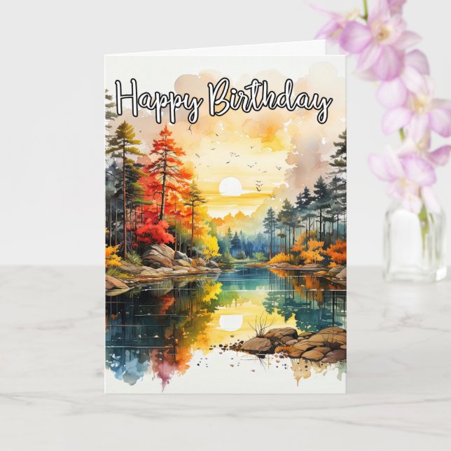 Carte Jour ensoleillé sur l'étang | Joyeux anniversaire (Orchidée)