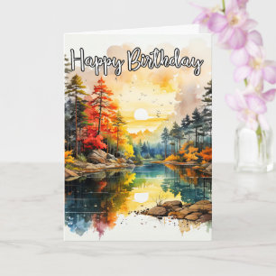 Carte Jour ensoleillé sur l'étang   Joyeux anniversaire