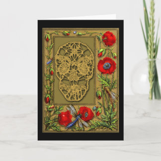 Carte Jour palmé de crâne du Halloween mort gothique