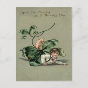 Carte Jour Pig St Patrick pour Shamrock vintage