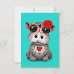 Carte Jour rouge de l'hippo des bébés morts