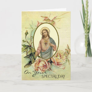 Carte Jour spécial du Sacré-Coeur de Jésus Roses