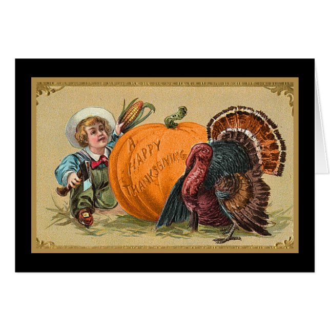Carte Jour Thanksgiving vintage (Devant horizontal)