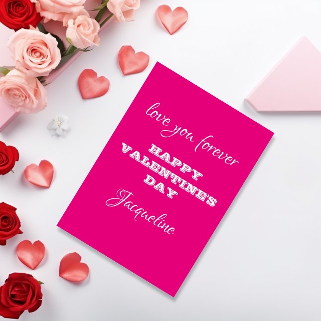 Carte Jour Valentines Rose Chaud (Love you forever - Happy Valentines Day from...)