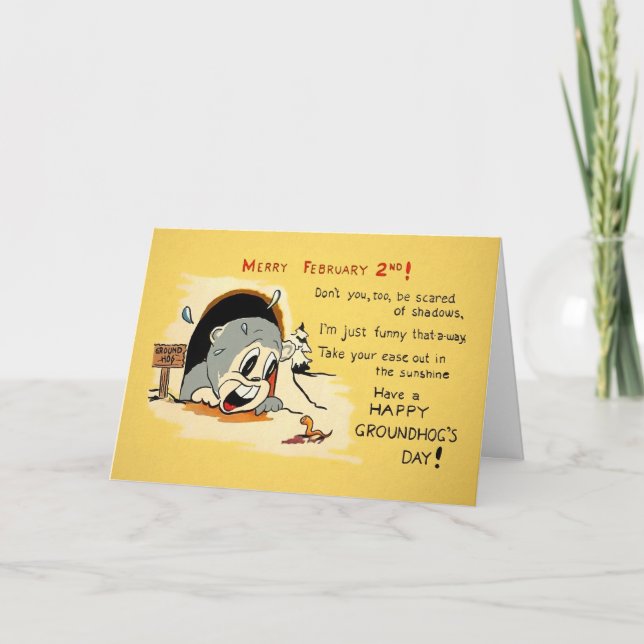 Carte Jour vintage Happy Groundhog (Devant)