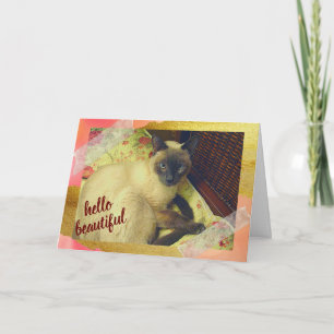 Carte Journée à but pédestre avec collage de chats siamo