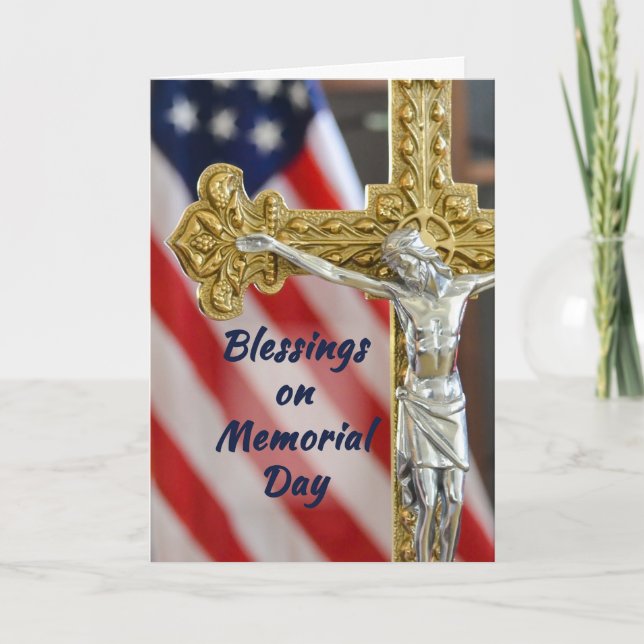 Carte Journée commémorative Croix patriotique religieuse (Devant)