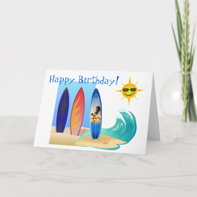Carte Journée cool À La Plage Surf Surfboard Anniversair (Devant)