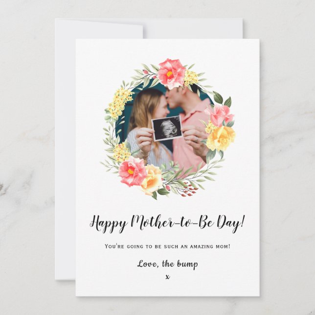 Carte journée de la mère de la photo florale bébé bosse (Devant)