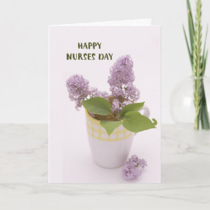 Carte Journée des infirmières avec Lilacs dans le vase d