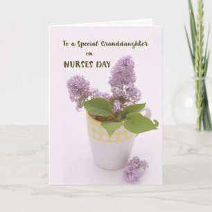 Carte Journée des infirmières avec Lilacs en Coffee Cup