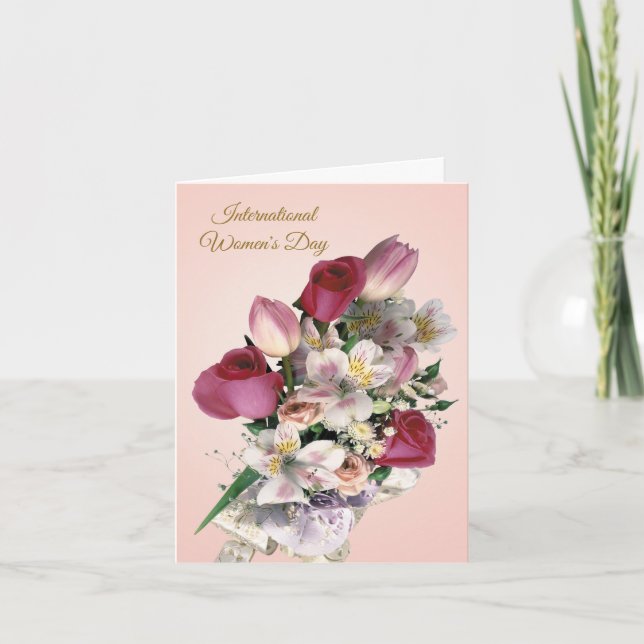 Carte Journée internationale de la femme, roses et tulip (Devant)
