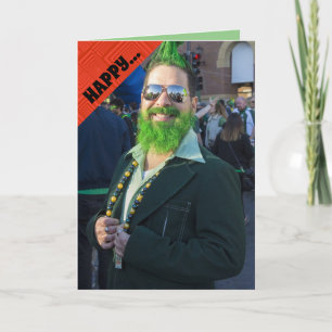 CARTE JOURNÉE ST-PATRICK AMUSANTE AVEC CHEVEUX VERTS