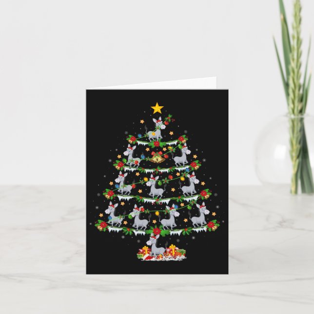 Carte Jours fériés Éclairage Père Noël Donkey Christmas  (Devant)
