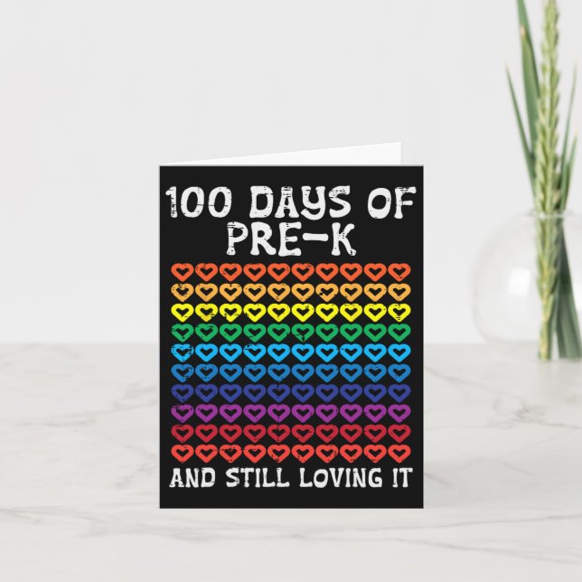 Carte Jours Pré-k Aimer Il Coeurs 100ème Jour De L'École (Devant)